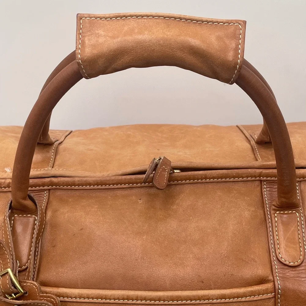 Vintage Coach British Tan Leather Duffle Bag USA Made Weekender 234-0550